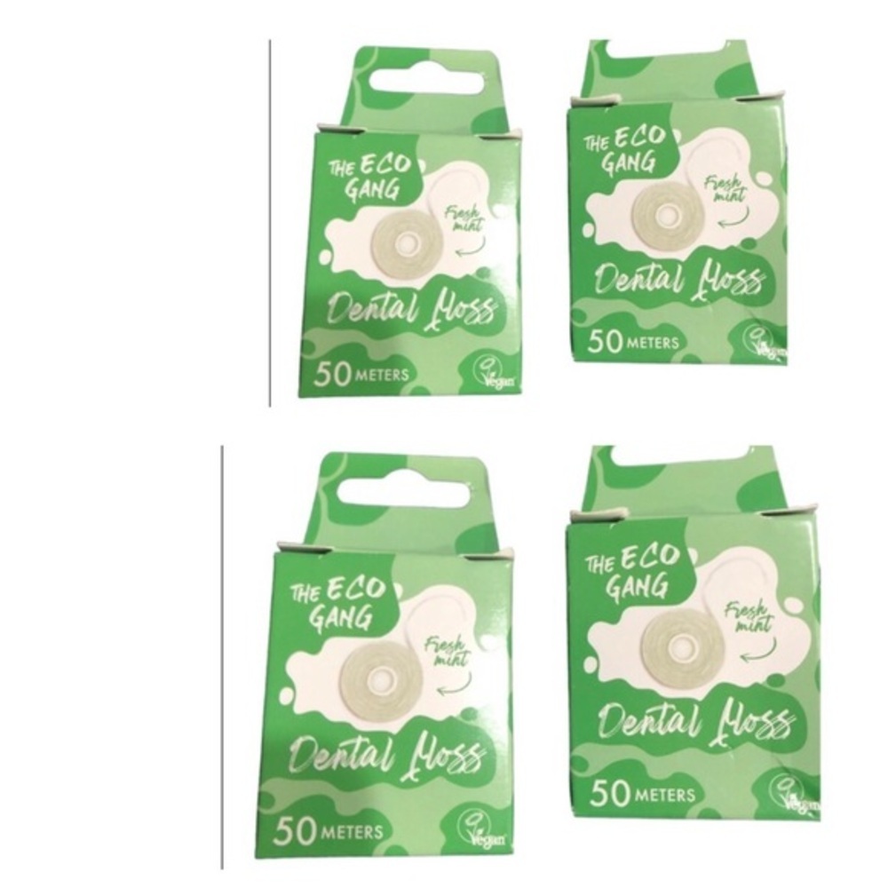 4pack The Eco gang Eco friendly mint flavor natural wax‎ coated dental floss new